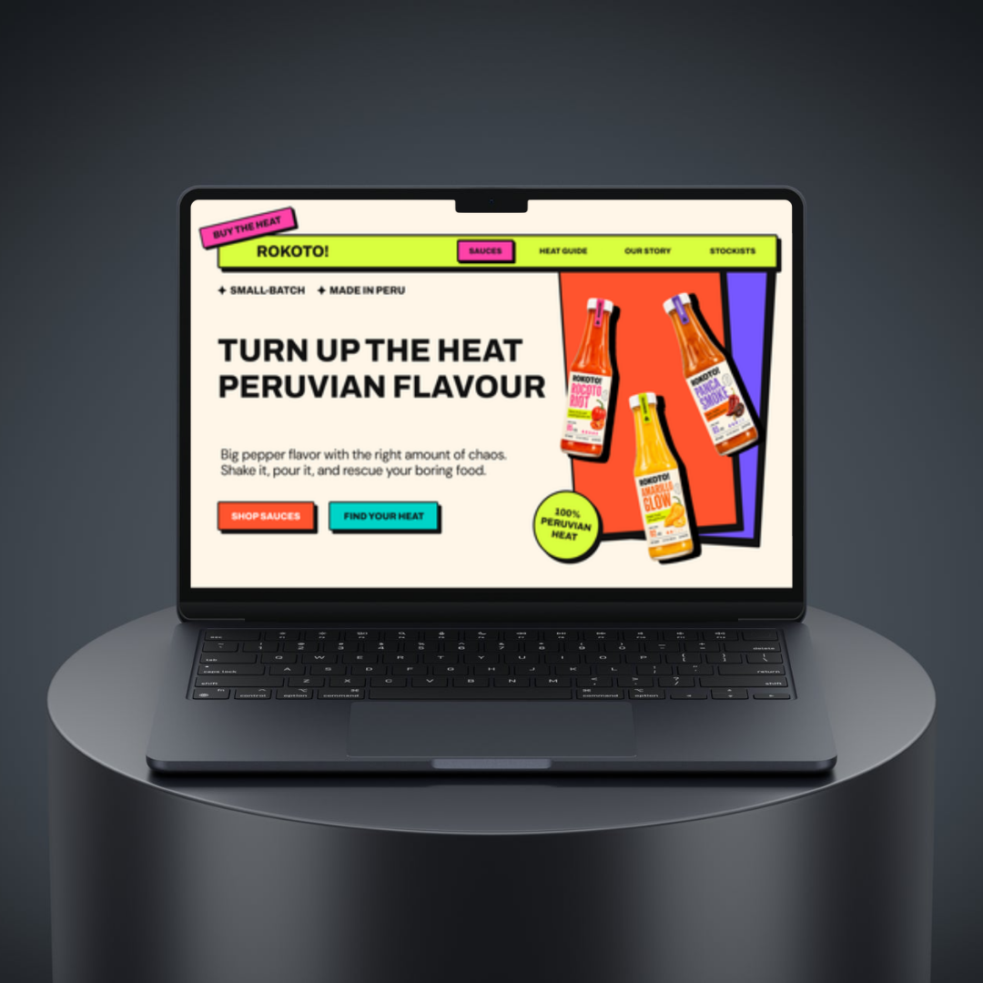 ROKOTO hot sauce landing page mockup